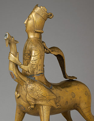 aquamanile in the form of a crowned centaur fighting a dragon work form of the dragon