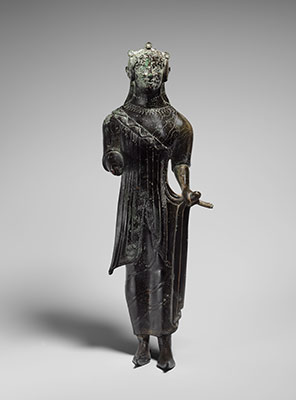 Bronze statuette of a young woman