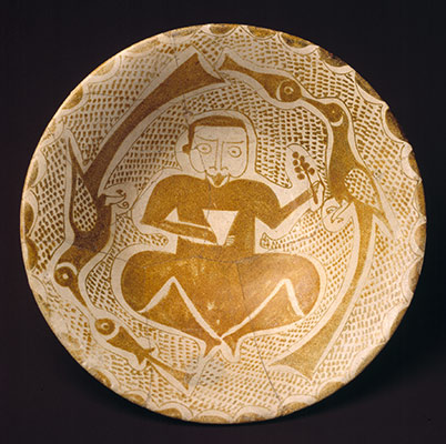 Bowl depicting a Man holding a Cup and a Flowering Branch