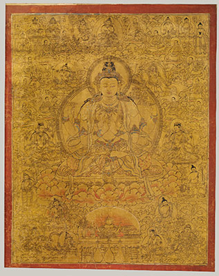 Sadaksari-Lokeshvara Surrounded by Manifestations and Monks