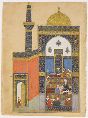 Laila and Majnun at School, Folio from a Khamsa (Quintet) of Nizami