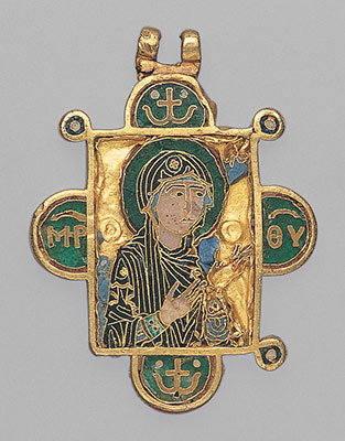 Double-sided Pendant Icon with the Virgin and Christ Pantokrator