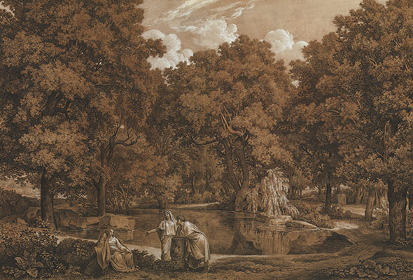 Arcadian Landscape with Three Figures at a Lake