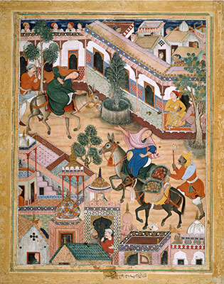 The Spy Zambur Brings Mahiya to the City of Tawariq, Folio from a Hamzanama (Book of Hamza)