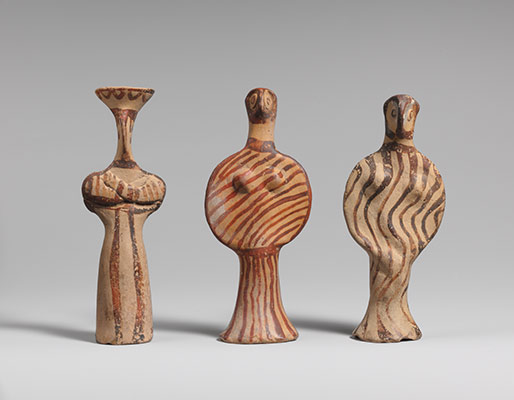 3 Terracotta female figures