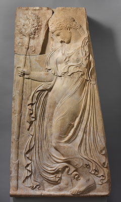 Marble relief with a dancing maenad