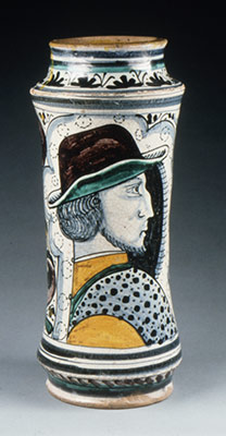 Storage jar (albarello) with a profile portrait