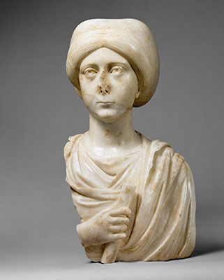 Marble Portrait Bust of a Woman with a Scroll