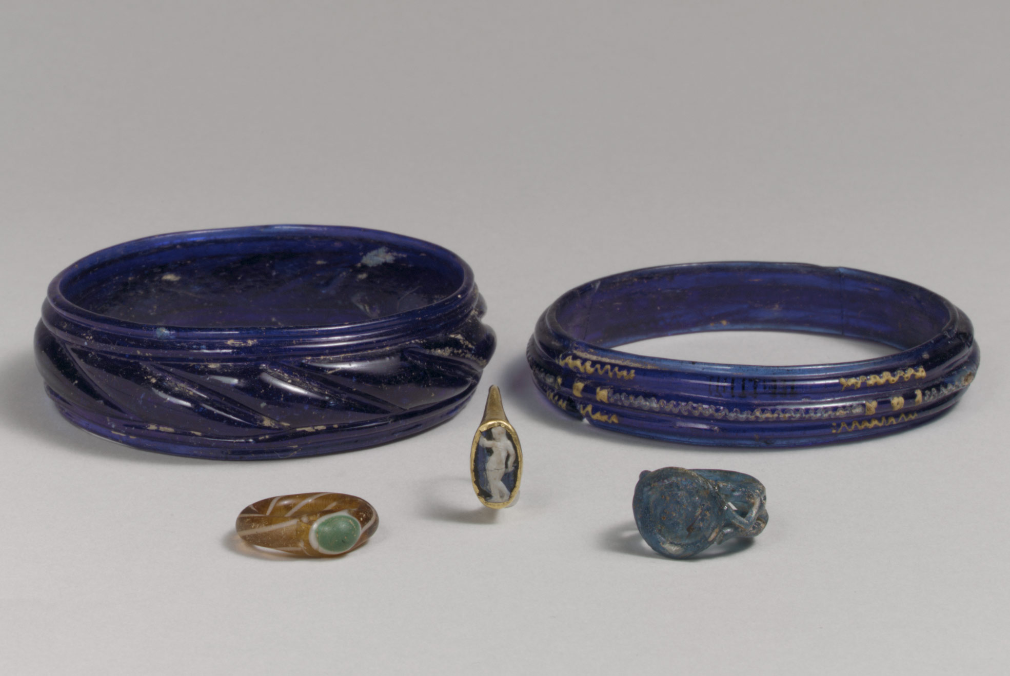 Glass rings and bracelets