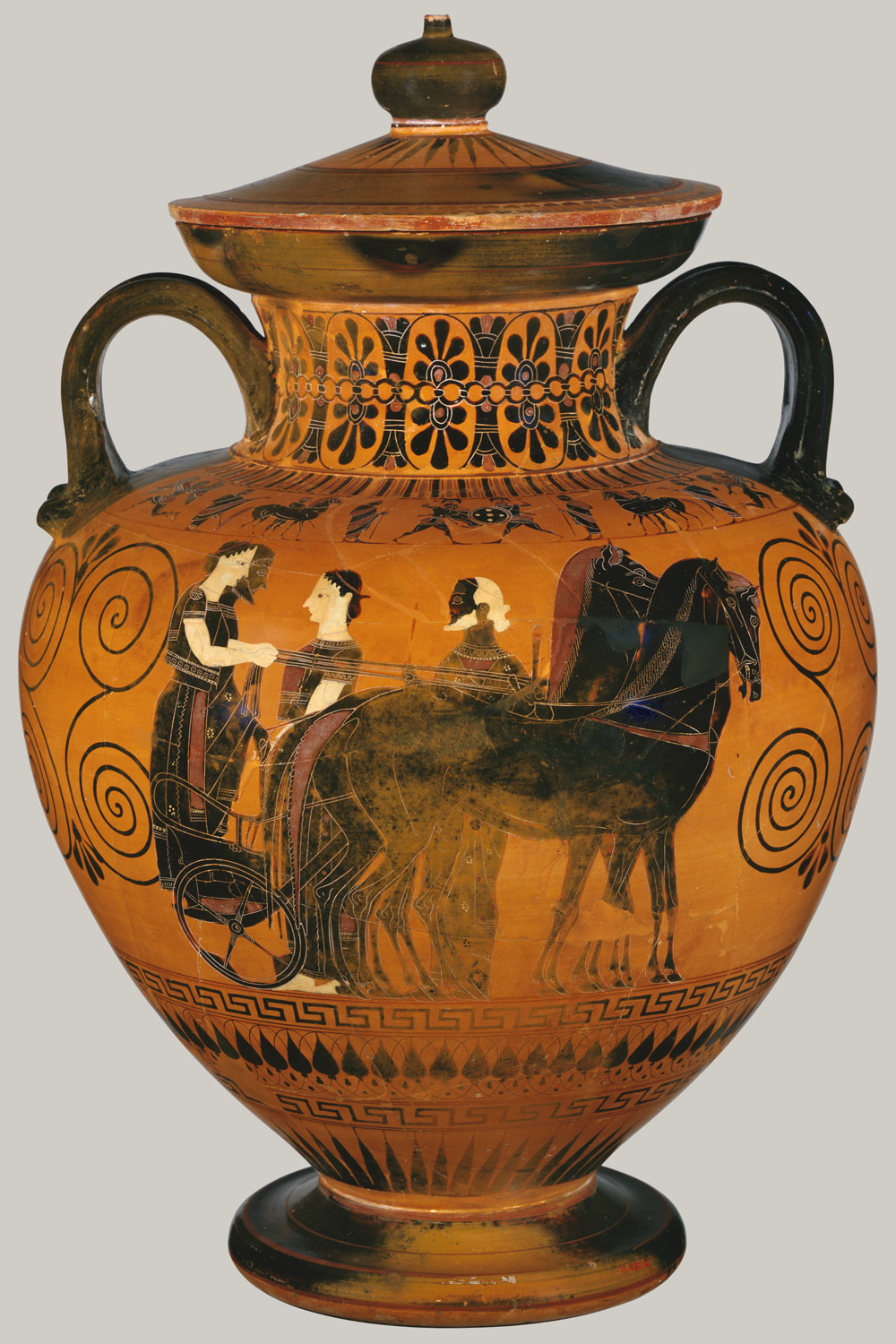 Terracotta Neck Amphora Jar With Lid And Knob 27 16