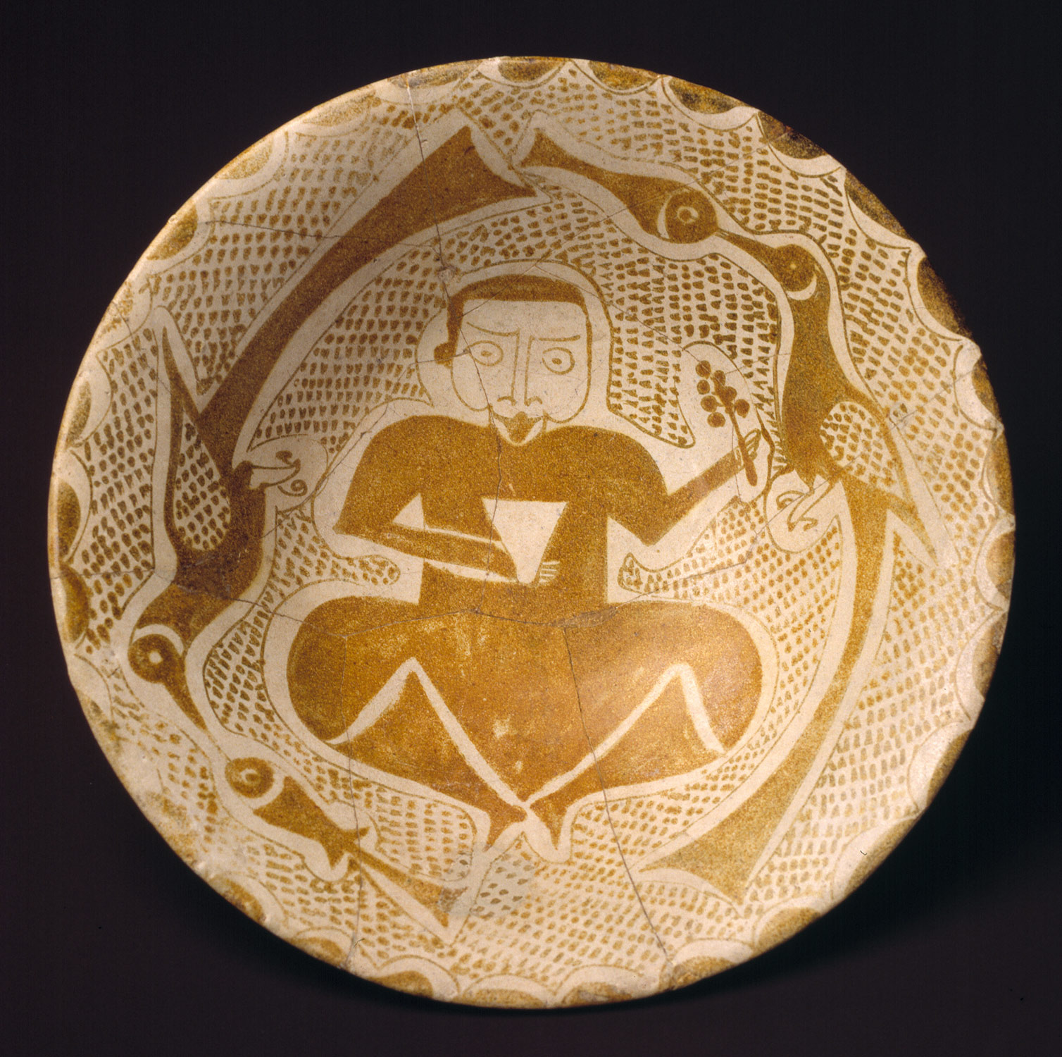 Bowl depicting a Man holding a Cup and a Flowering Branch