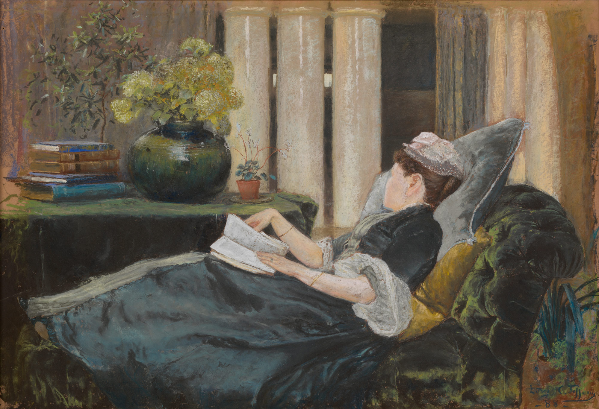 Louise Tiffany, Reading | Louis Comfort Tiffany | 2003.606 | Work of