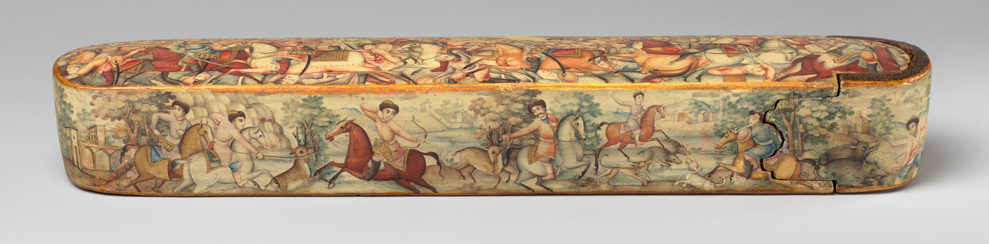 Pen Box (Qalamdan) Depicting Shah Ismail in a Battle against the Uzbeks