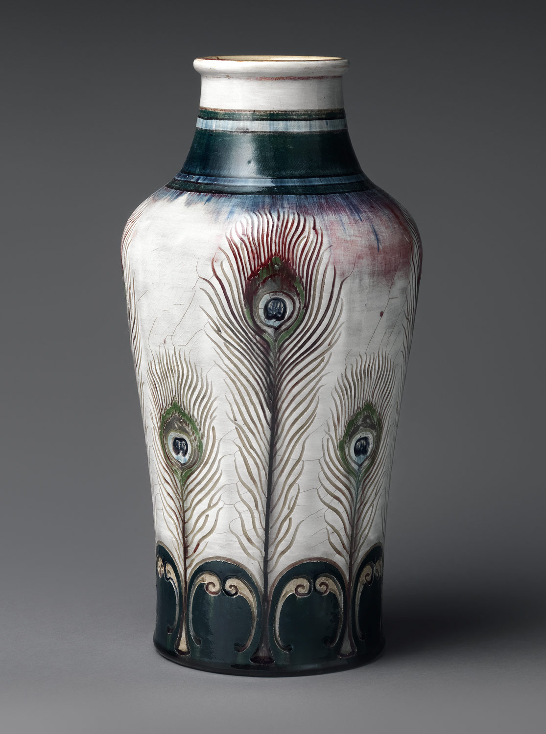 Vase With Peacock Feathers Auguste Delaherche 2013 483 Work