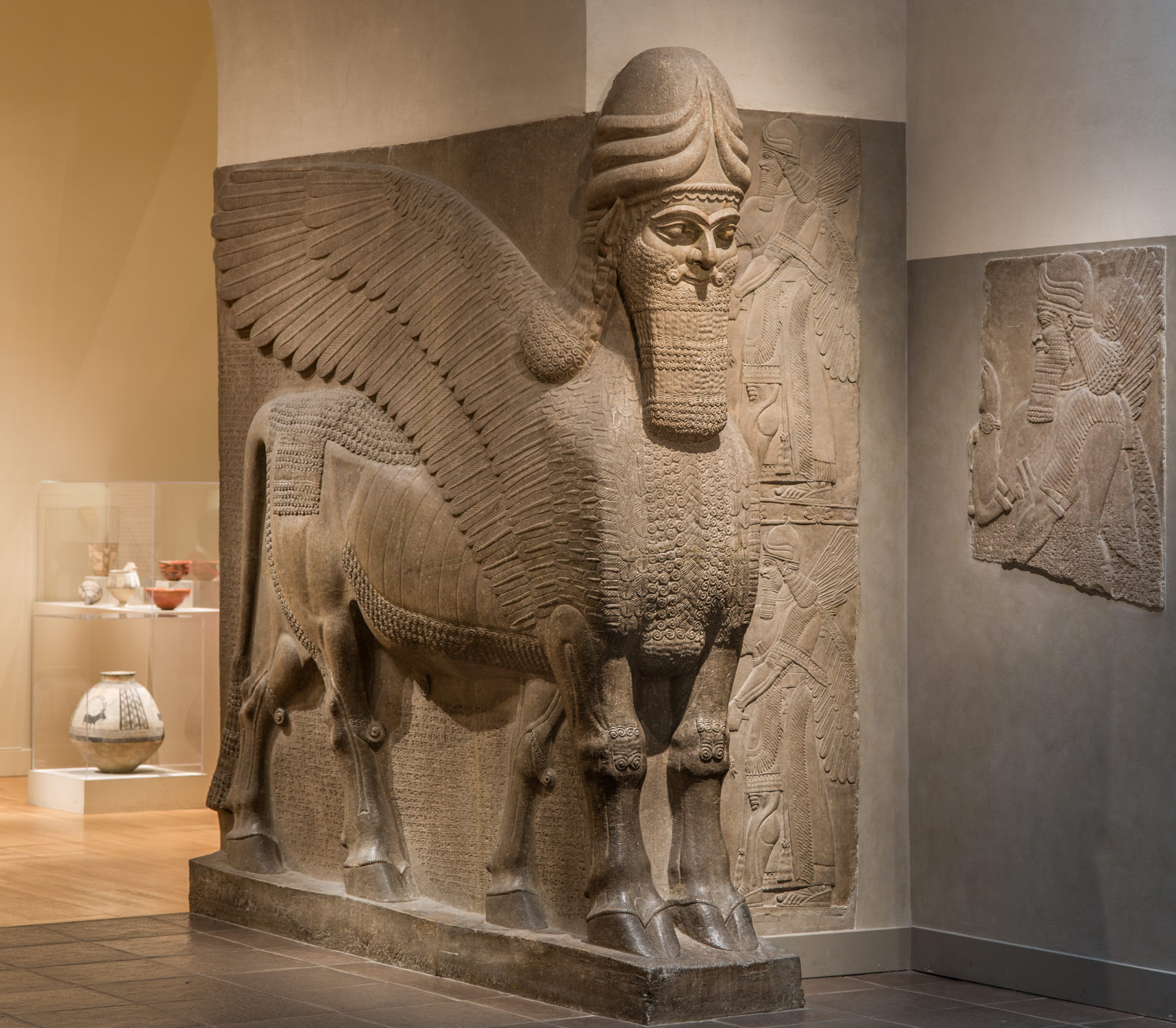 Human-headed winged bull and winged lion (lamassu)