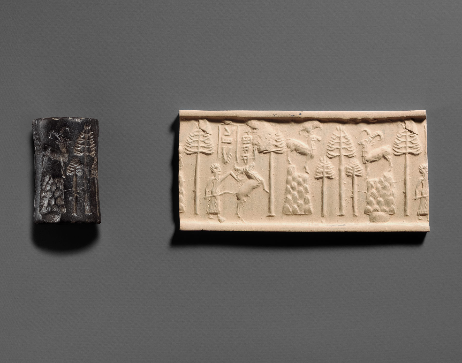 Cylinder seal and modern impression: hunting scene