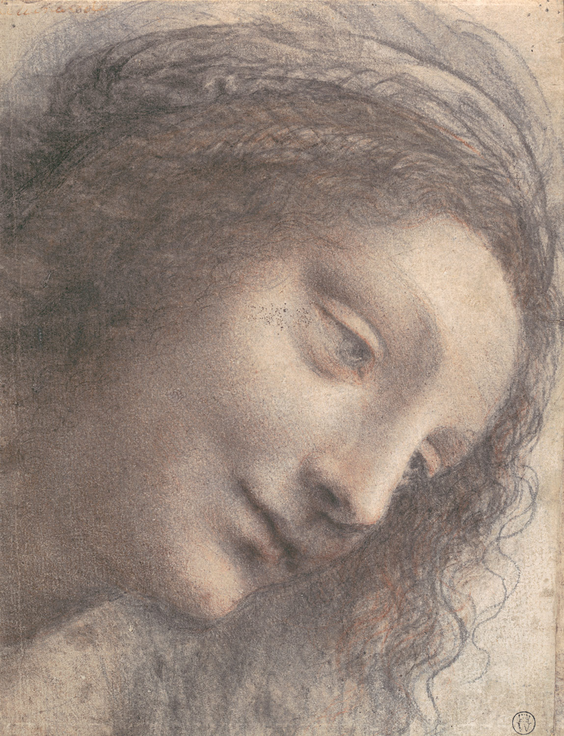 The Head of the Virgin in Three-Quarter View Facing Right, 				ArtistLeonardo da Vinci,Drawings