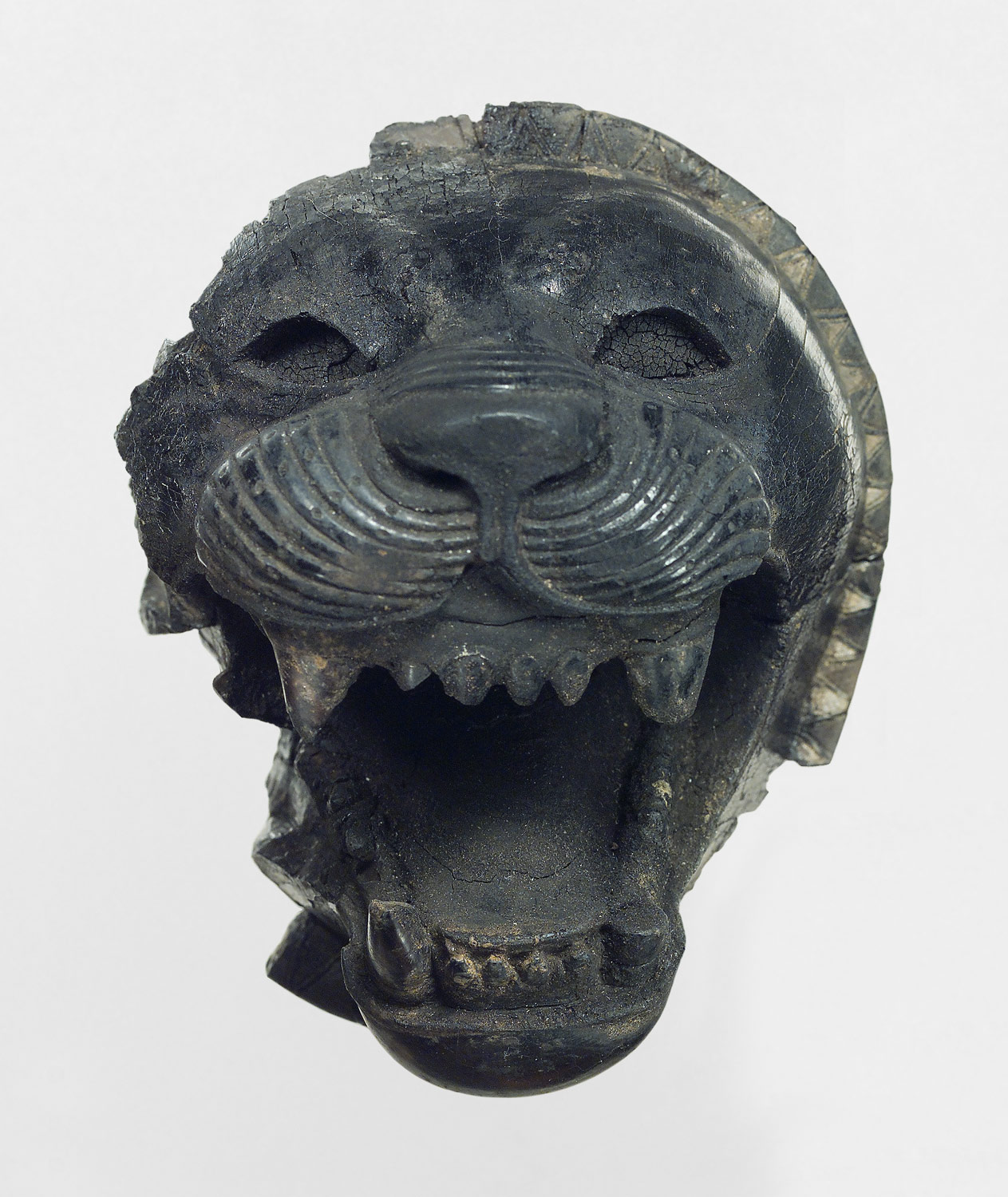 Furniture Element Carved In The Round With The Head Of A Roaring
