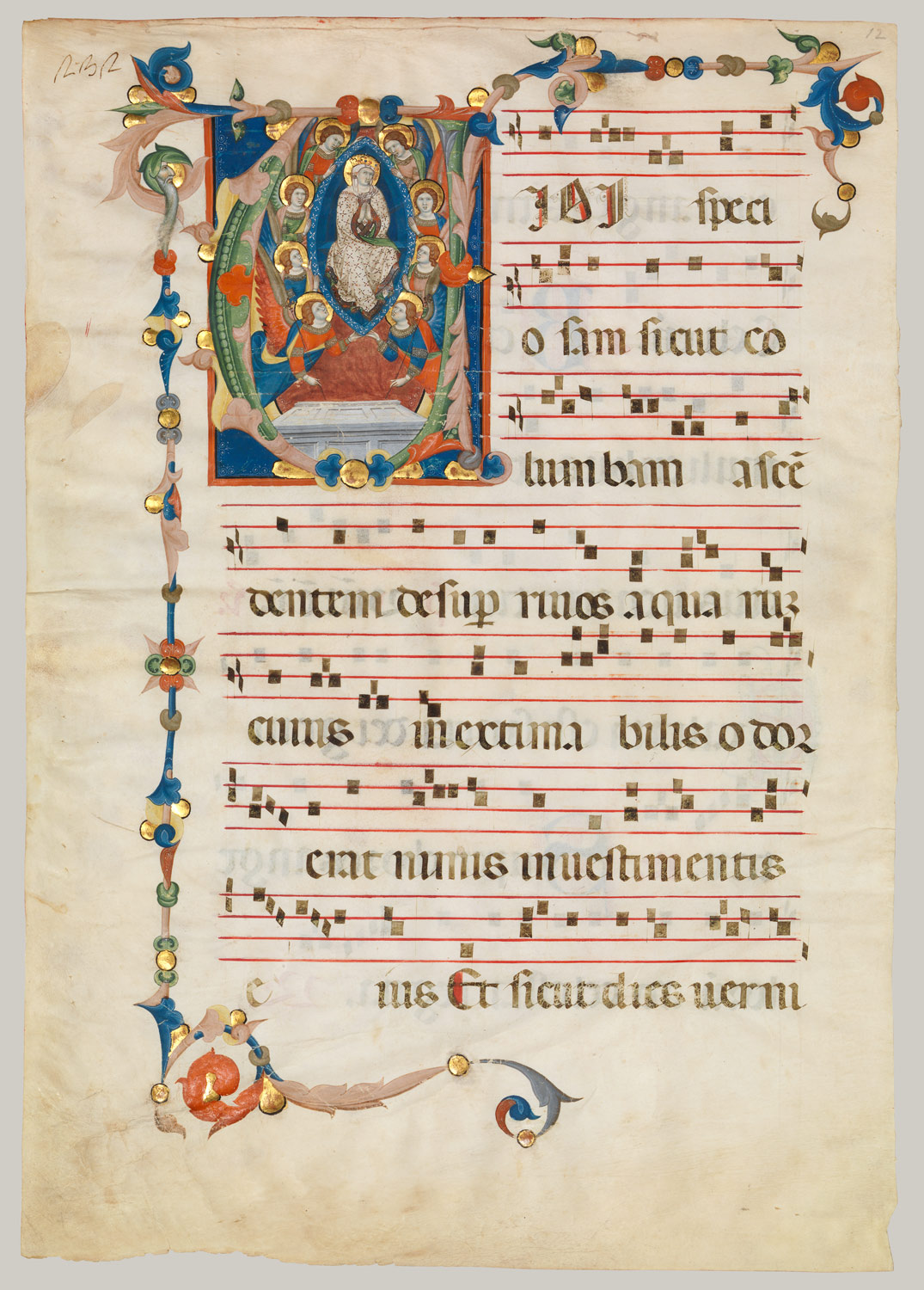 Manuscript Leaf with the Assumption of the Virgin in an Initial V, from an  Antiphonary