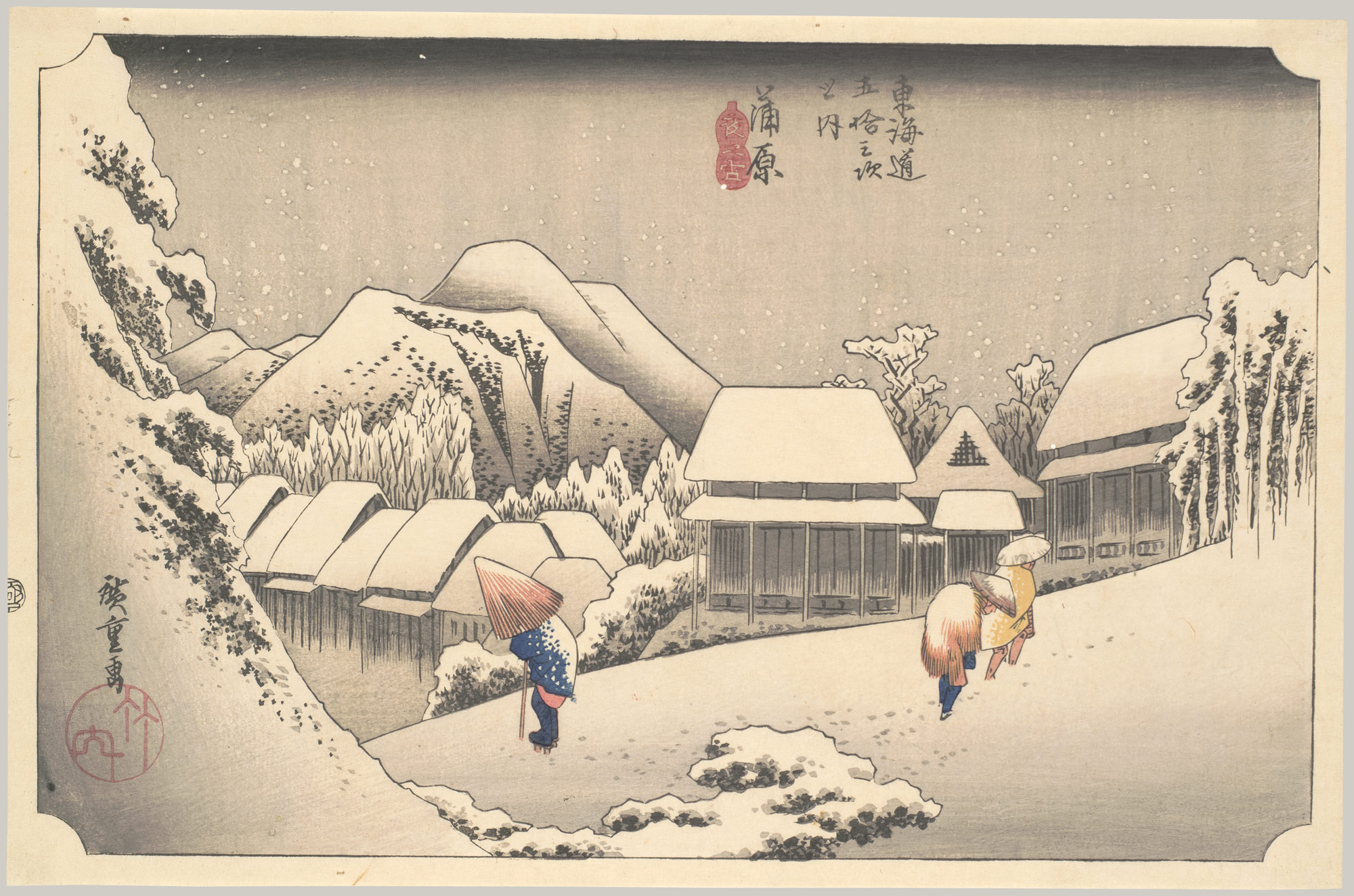 Evening Snow at Kanbara, from the series Fifty-three Stations of the Tōkaidō