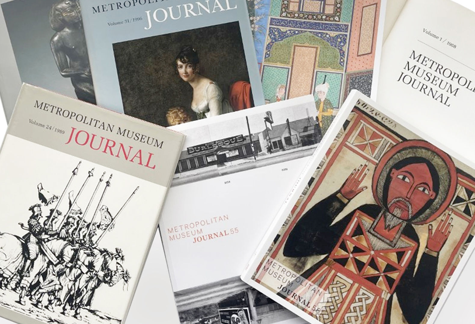 Collage of the Metropolitan Museum Journal's covers