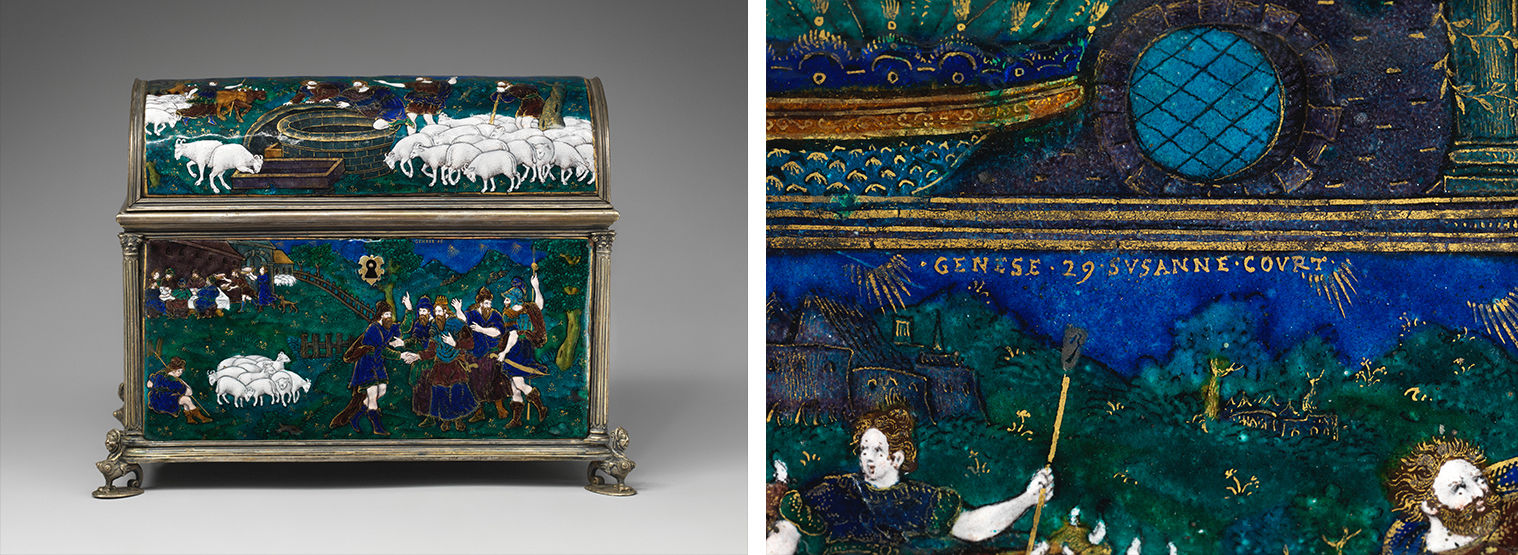 French casket decorated with stories from Genesis derived from prints by Étienne Delaune (1518–1583). 